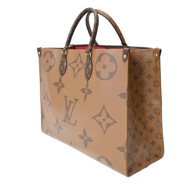 LOUIS VUITTON ルイヴィトン モノグラムジャイアント リバース オンザゴー GM 2WAYトート ブラウン M45320 レディース モノグラムキャンバス ハンドバッグ Bランク 中古 銀蔵