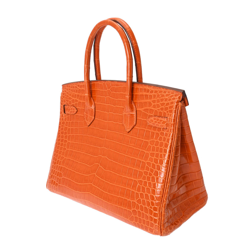 HERMES エルメス バーキン 30 オレンジ □L刻印(2008年頃) レディース ポロサスリセ ハンドバッグ Aランク 中古 銀蔵