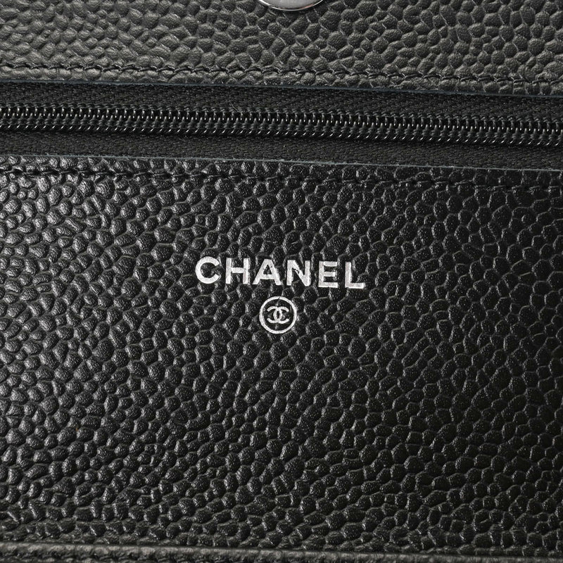 CHANEL シャネル マトラッセ チェーンウォレット 黒 シルバー金具 AP0250 レディース キャビアスキン ショルダーバッグ Aランク 中古 銀蔵