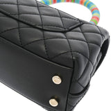 CHANEL シャネル マトラッセ トップハンドル XXS 2WAY 黒/レインボー AS2215 レディース レザー ハンドバッグ Aランク 中古 銀蔵