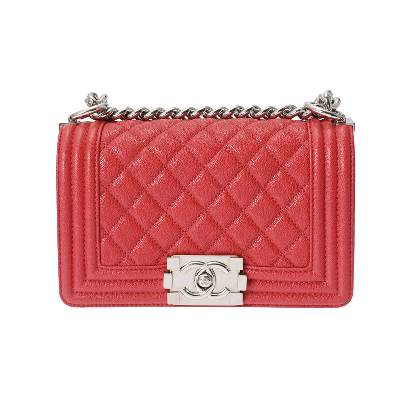 CHANEL シャネル ボーイシャネル マトラッセ チェーンショルダー 20cm ピンク系 A67085 レディース キャビアスキン ショルダーバッグ Aランク 中古 銀蔵