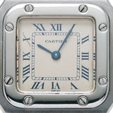 CARTIER カルティエ サントスガルベ SM W20017D6 レディース SS 腕時計 クオーツ アイボリー系文字盤 Aランク 中古 銀蔵