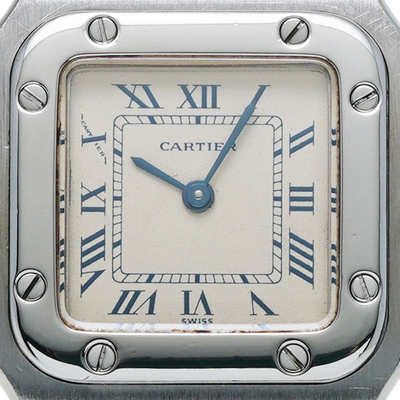 CARTIER カルティエ サントスガルベ SM W20017D6 レディース SS 腕時計 クオーツ アイボリー系文字盤 Aランク 中古 銀蔵