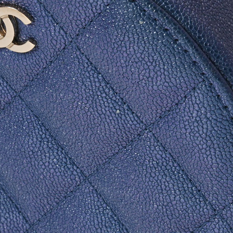 CHANEL シャネル ミニクラシック チェーンショルダー メタリックブルー AP0245 ユニセックス キャビアスキン ショルダーバッグ Aランク 中古 銀蔵