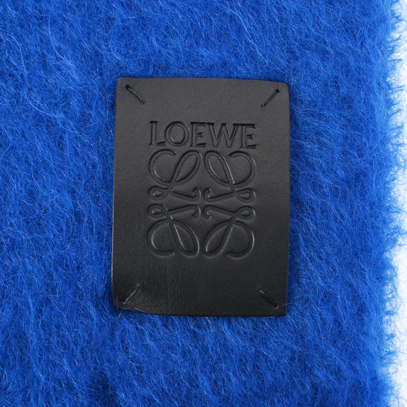 LOEWE ロエベ ストライプ ブルー ユニセックス ウール ナイロン モヘア マフラー Aランク 中古 銀蔵