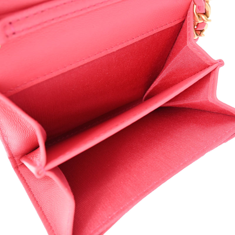 CHANEL シャネル シャネル19 フラップコインパース ピンク AP1787 レディース ラムスキン コインケース Aランク 中古 銀蔵