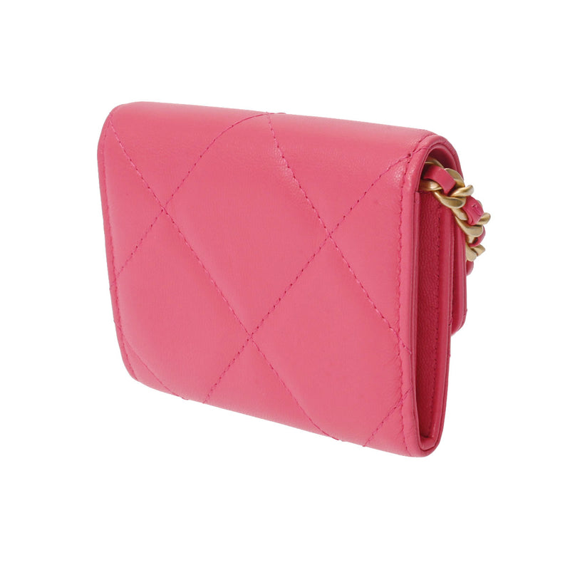 CHANEL シャネル シャネル19 フラップコインパース ピンク AP1787 レディース ラムスキン コインケース Aランク 中古 銀蔵