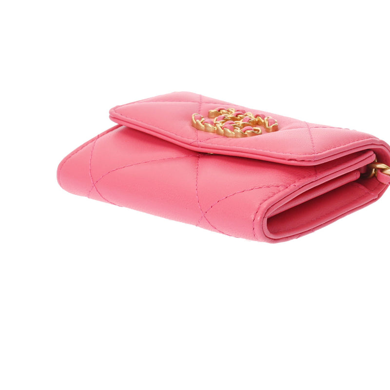CHANEL シャネル シャネル19 フラップコインパース ピンク AP1787 レディース ラムスキン コインケース Aランク 中古 銀蔵