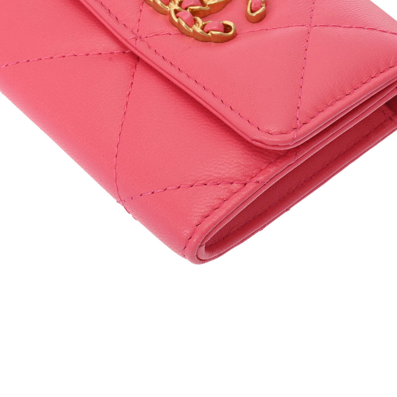 CHANEL シャネル シャネル19 フラップコインパース ピンク AP1787 レディース ラムスキン コインケース Aランク 中古 銀蔵
