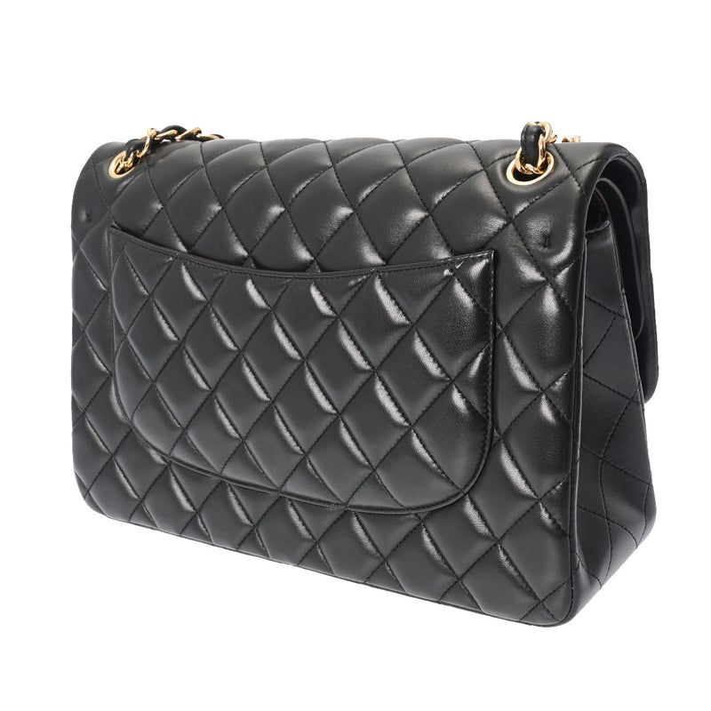 CHANEL シャネル マトラッセ Wフラップ チェーンショルダー 30cm 黒 シルバー金具 A58600 レディース ラムスキン ショルダーバッグ Aランク 中古 銀蔵