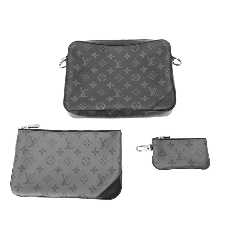 LOUIS VUITTON ルイヴィトン モノグラムエクリプス トリオメッセンジャー 黒 M69443 メンズ モノグラムキャンバス ショルダーバッグ Aランク 中古 銀蔵