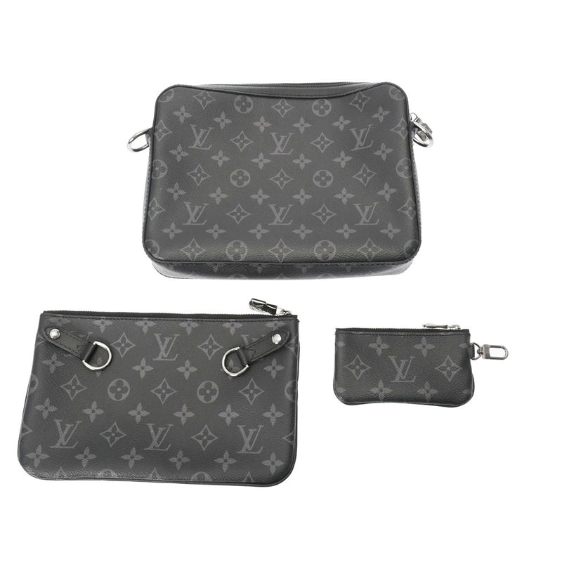 LOUIS VUITTON ルイヴィトン モノグラムエクリプス トリオメッセンジャー 黒 M69443 メンズ モノグラムキャンバス ショルダーバッグ Aランク 中古 銀蔵