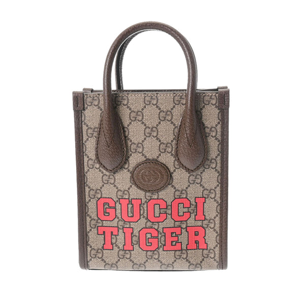 GUCCI グッチ インターロッキング ミニトート GUCCI TIGER 2WAY ベージュ 671623 レディース GGスプリームキャンバス ハンドバッグ Aランク 中古 銀蔵