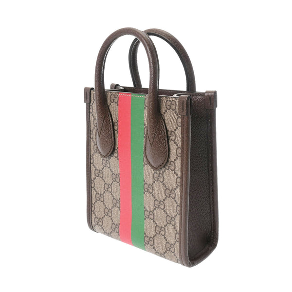 GUCCI グッチ インターロッキング ミニトート GUCCI TIGER 2WAY ベージュ 671623 レディース GGスプリームキャンバス ハンドバッグ Aランク 中古 銀蔵