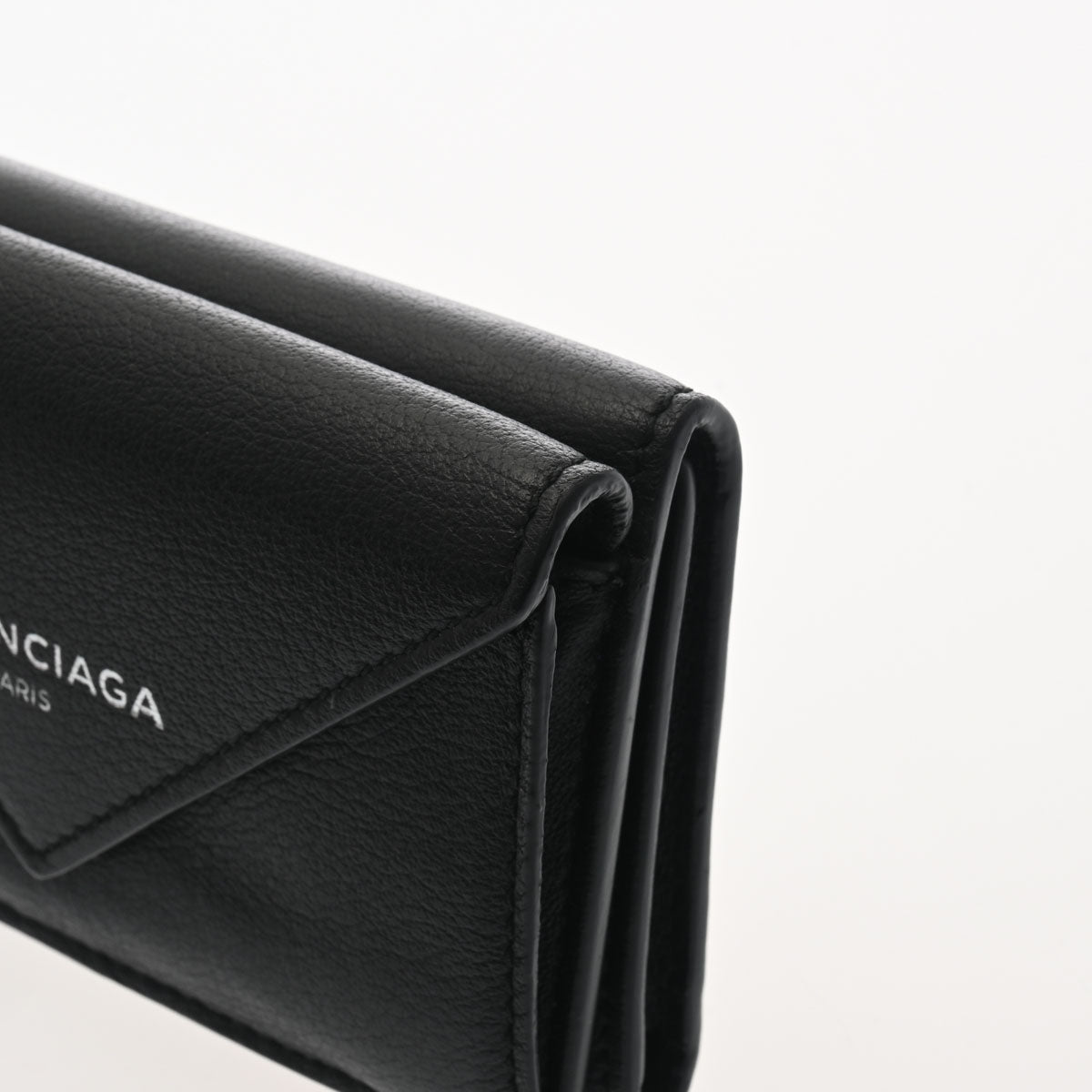 バレンシアガペーパー ミニ ウォレット 黒 ユニセックス カーフ 三