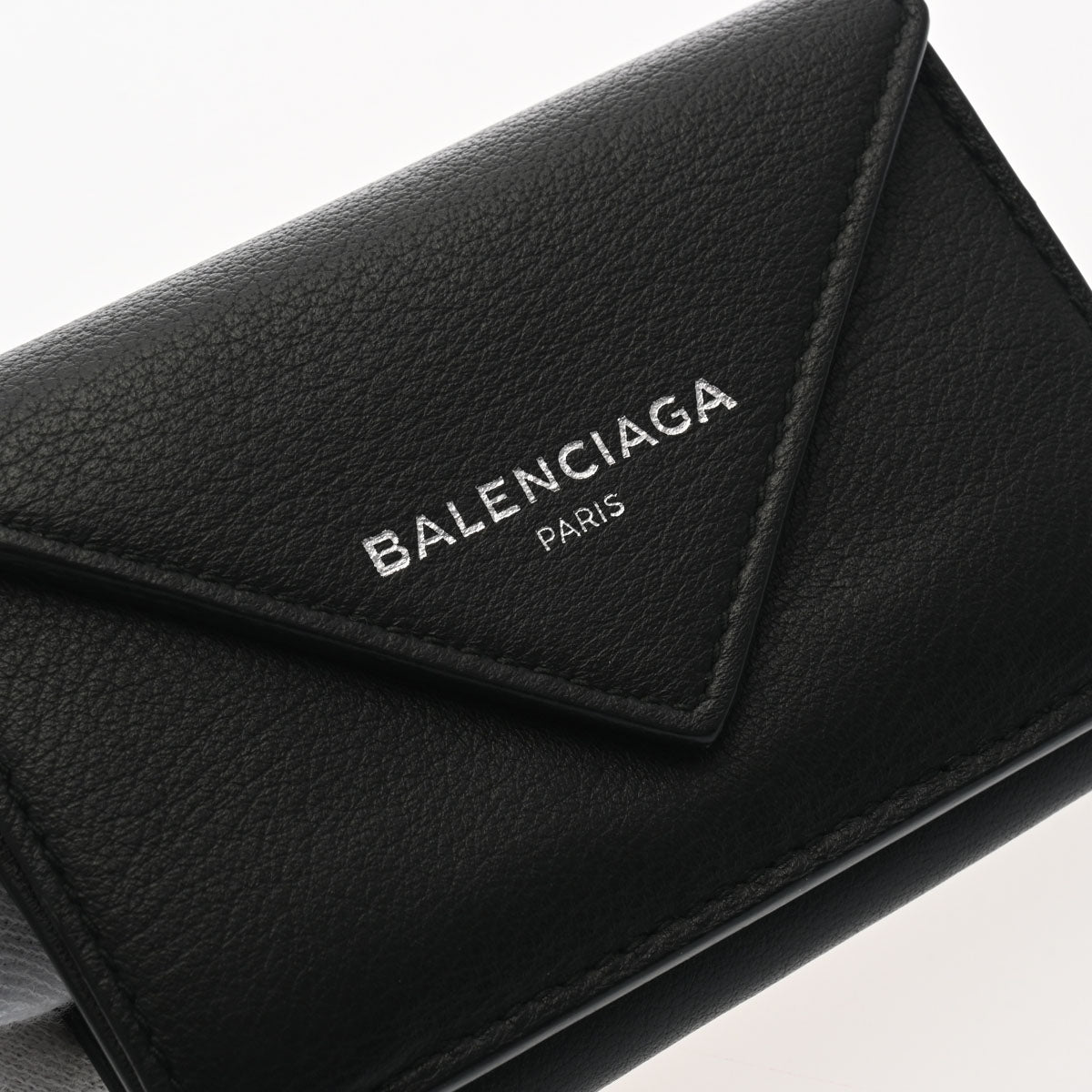 バレンシアガペーパー ミニ ウォレット 黒 ユニセックス カーフ 三