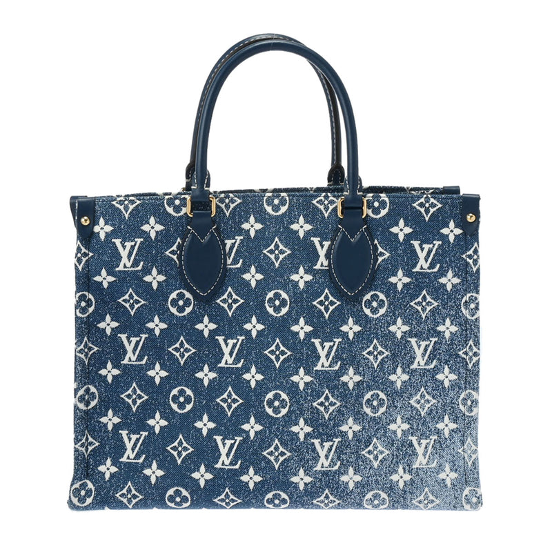 LOUIS VUITTON ルイヴィトン モノグラム オンザゴー MM 2WAYトート マリーヌ M59608 レディース モノグラムジャガードデニム ハンドバッグ 新同 中古 銀蔵