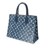 LOUIS VUITTON ルイヴィトン モノグラム オンザゴー MM 2WAYトート マリーヌ M59608 レディース モノグラムジャガードデニム ハンドバッグ 新同 中古 銀蔵