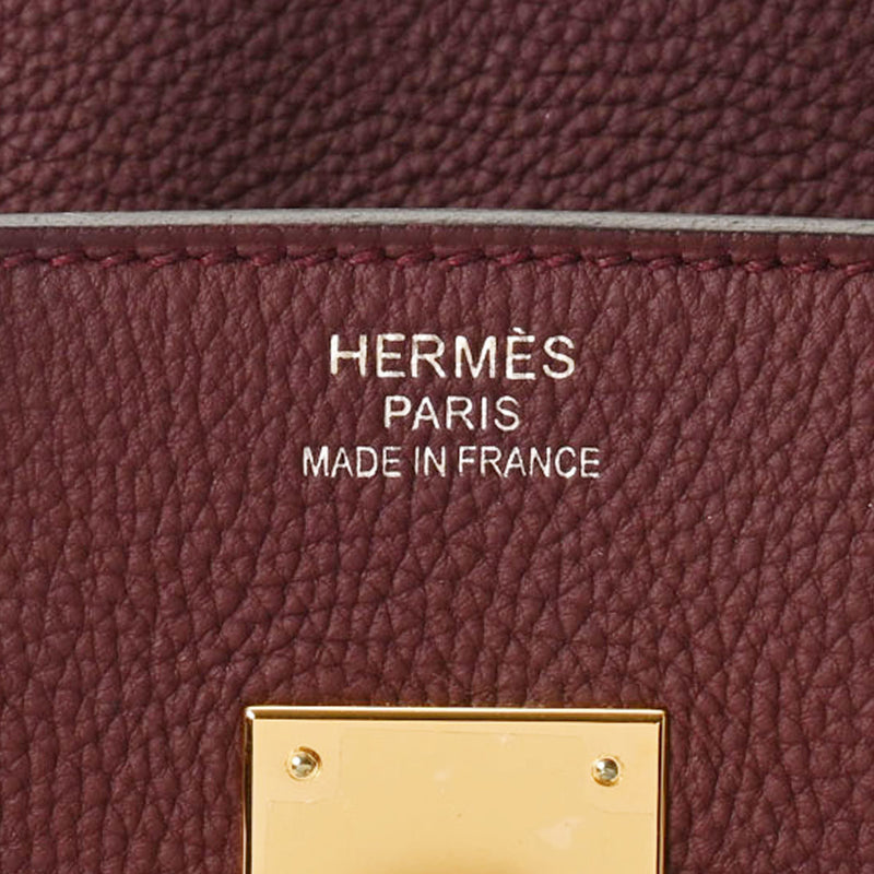 HERMES エルメス バーキン 35 ロゴSV ボルドー ゴールド金具 - X刻印(2016年頃) ユニセックス トゴ ハンドバッグ 未使用 銀蔵