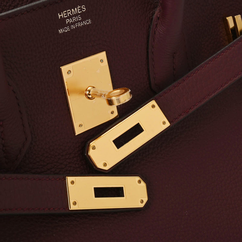 HERMES エルメス バーキン 35 ロゴSV ボルドー ゴールド金具 - X刻印(2016年頃) ユニセックス トゴ ハンドバッグ 未使用 銀蔵