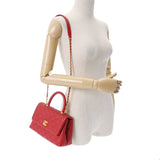 CHANEL シャネル マトラッセ トップハンドル XS 2WAY 赤 レディース キャビアスキン ハンドバッグ Aランク 中古 銀蔵