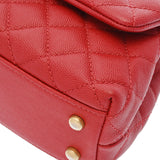 CHANEL シャネル マトラッセ トップハンドル XS 2WAY 赤 レディース キャビアスキン ハンドバッグ Aランク 中古 銀蔵