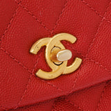 CHANEL シャネル マトラッセ トップハンドル XS 2WAY 赤 レディース キャビアスキン ハンドバッグ Aランク 中古 銀蔵