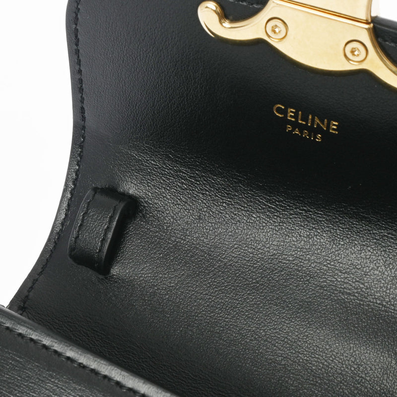 CELINE セリーヌ ミニクロード トリンオフ 黒 ゴールド金具 10I513DPV レディース シャイニーカーフスキン ショルダーバッグ Aランク 中古 銀蔵