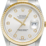 ROLEX ロレックス デイトジャスト 10Pダイヤ 16233G メンズ YG/SS 腕時計 自動巻き シルバー文字盤 Aランク 中古 銀蔵