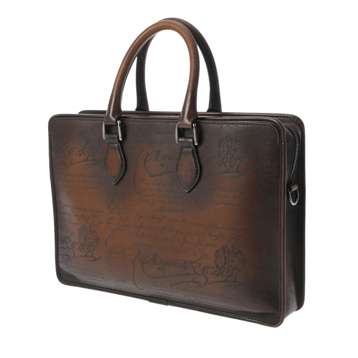 BERLUTI ブラウン ケース 保存袋付き ベルルッティアンジュール スモール カリグラフィ 2WAY ブラウン