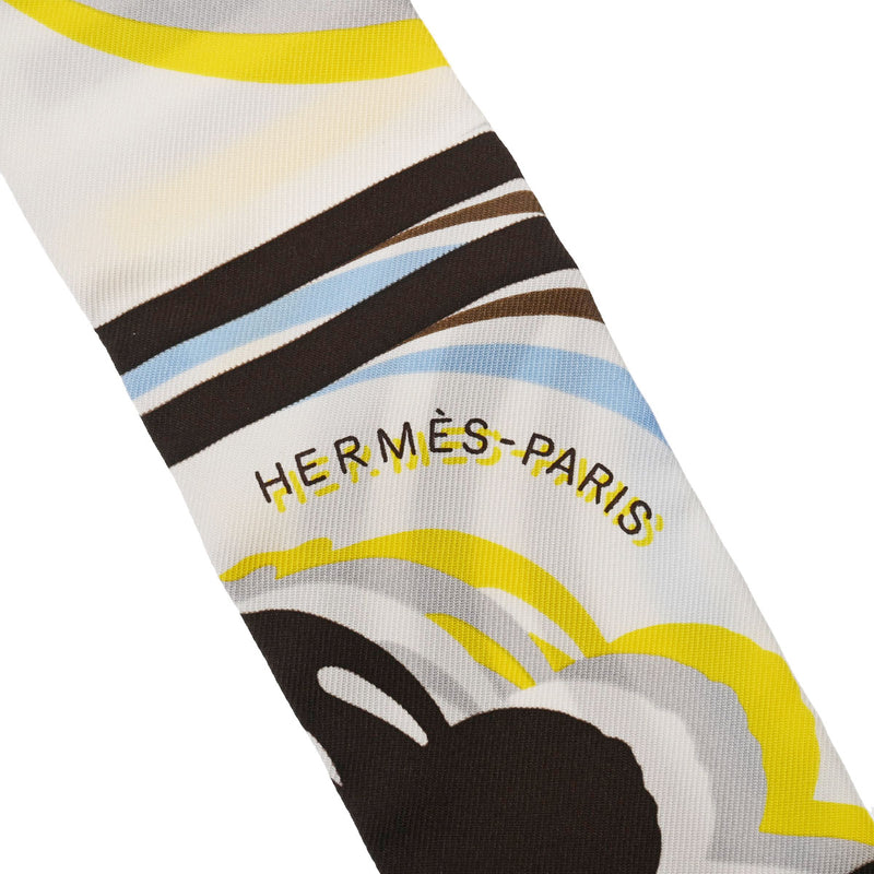 HERMES エルメス ツイリー BRIDES DE GALA 白/茶 - レディース シルク100％ スカーフ Aランク 中古 銀蔵
