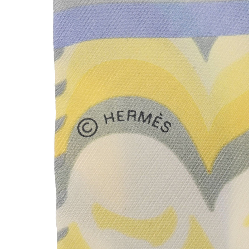 HERMES エルメス ツイリー BRIDES DE GALA SHADOW グリス/ジョーヌスフレ/ヴェールデュー 063415S レディース シルク100％ スカーフ Aランク 中古 銀蔵