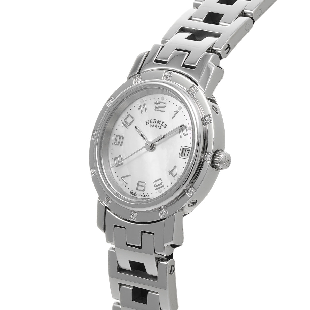 エルメスクリッパー ナクレ 12Pダイヤ レディース 腕時計 CL4.230