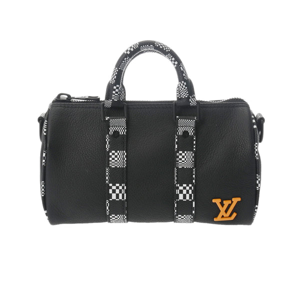 LOUIS VUITTON ルイヴィトン ダミエ ディストーテッド シティキーポル XS 2WAY 黒 M80202 ユニセックス レザー ハンドバッグ Aランク 中古 銀蔵