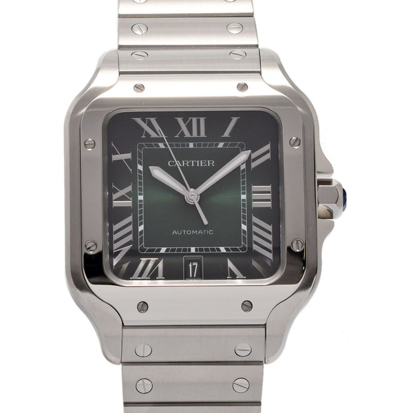 CARTIER カルティエ サントス グリーン WSSA0062 メンズ SS 腕時計 自動巻き グリーン文字盤 Aランク 中古 銀蔵