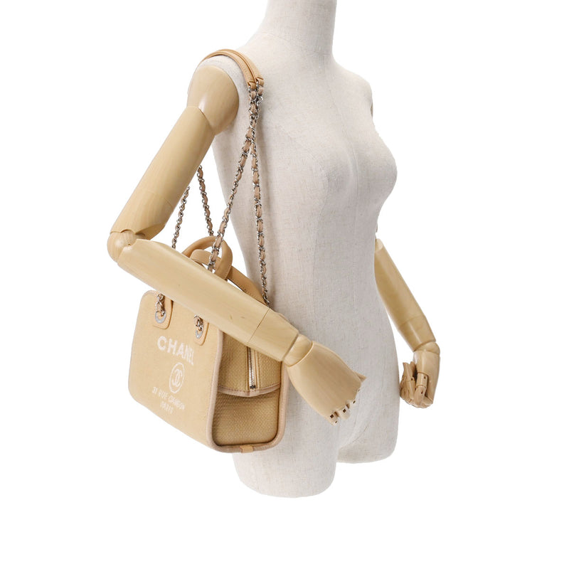 CHANEL シャネル ドーヴィル ボウリングバッグ 2WAY ベージュ A92750 レディース キャンバス レザー ハンドバッグ 新同 中古 銀蔵