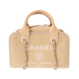 CHANEL シャネル ドーヴィル ボウリングバッグ ベージュ A92750 レディース キャンバス レザー トートバッグ 新同 中古 銀蔵