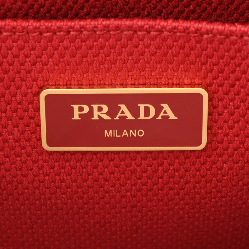 PRADA プラダ カナパ ミニ 2WAYトート 赤 - レディース キャンバス ハンドバッグ 新同 中古 銀蔵