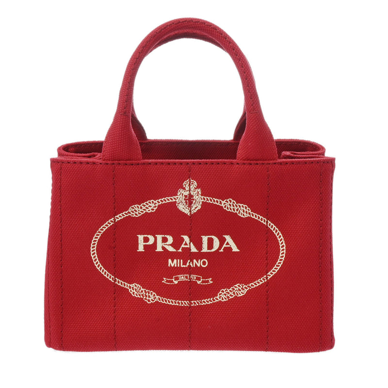 PRADA CANAPA S キャンバス トートバッグ　レッドsize