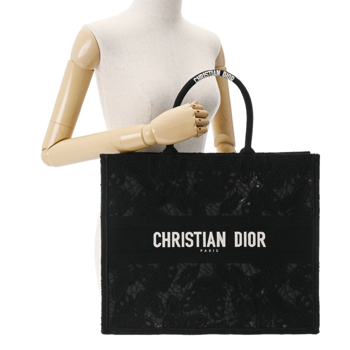 CHRISTIAN DIOR クリスチャンディオール ブックトート ラージサイズ 黒 M1286ZESQ_M911 ユニセックス キャンバス  ハンドバッグ 未使用 銀蔵