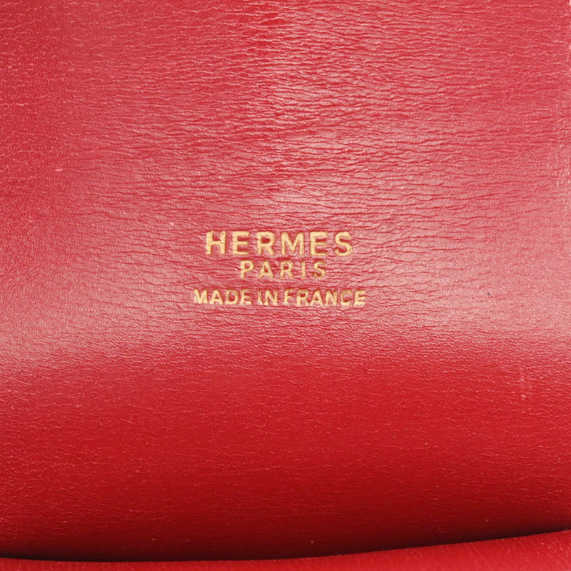 HERMES エルメス ヴィンテージ 赤 ゴールド金具 - 刻印無し レディース ボックスカーフ ショルダーバッグ Bランク 中古 銀蔵