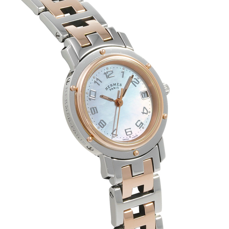 19,453円エルメス　クリッパー　CL4.210 ホワイト　白文字盤　レディース　腕時計