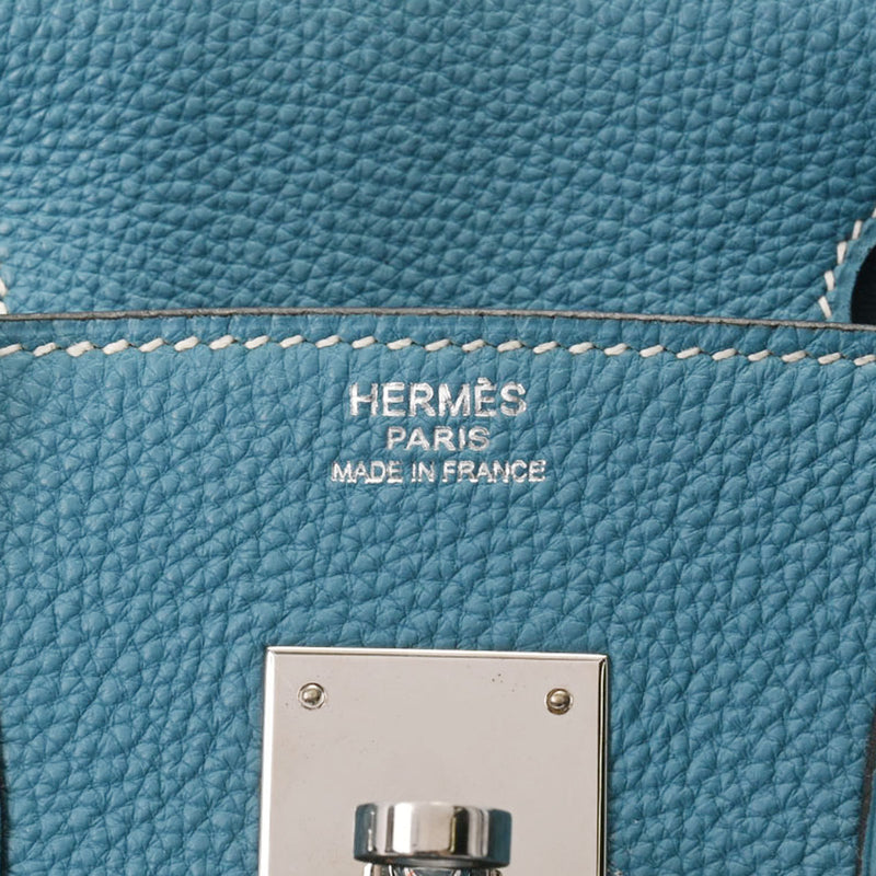 HERMES エルメス バーキン 30 ブルージーン パラジウム金具 - □K刻印(2007年頃) レディース トゴ ハンドバッグ ABランク 中古 銀蔵