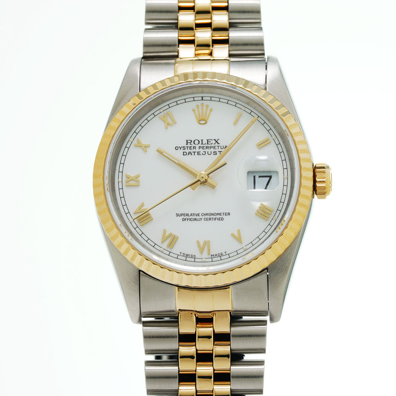 ROLEX ロレックス デイトジャスト 16233 メンズ YG/SS 腕時計 自動巻き 白文字盤 Aランク 中古 銀蔵