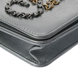 CHANEL シャネル チェーンウォレット チェーンロゴ シルバー レディース カーフ ショルダーバッグ Aランク 中古 銀蔵
