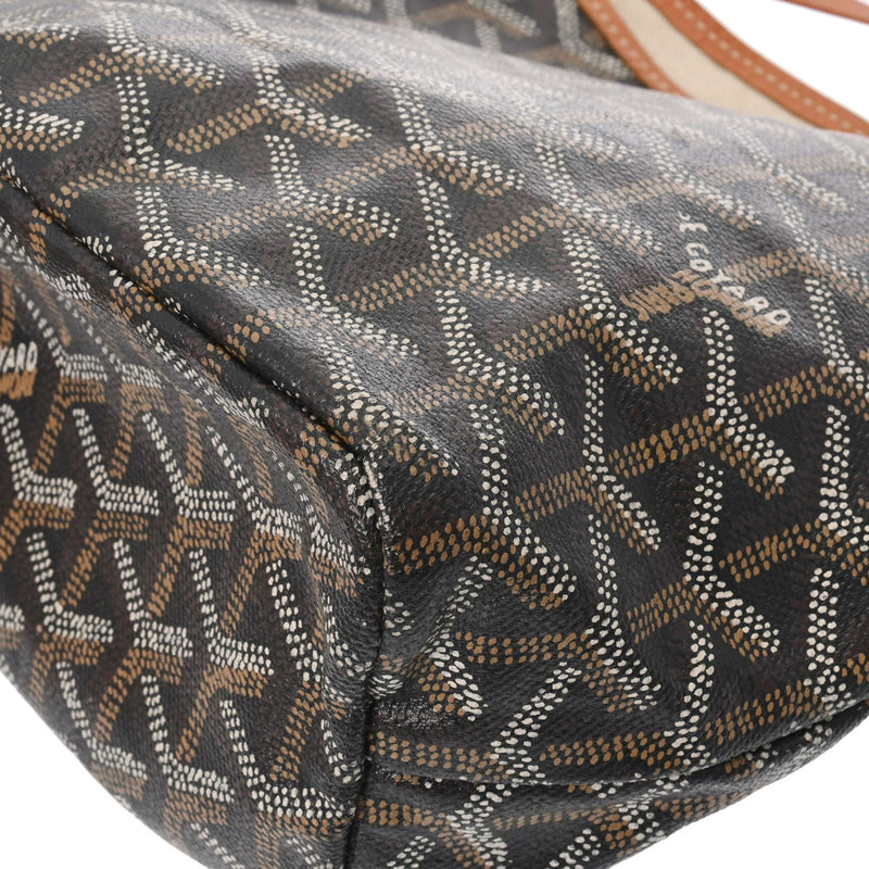 GOYARD ゴヤール サンルイ ジュニア 黒/茶 - レディース PVC レザー ハンドバッグ Bランク 中古 銀蔵