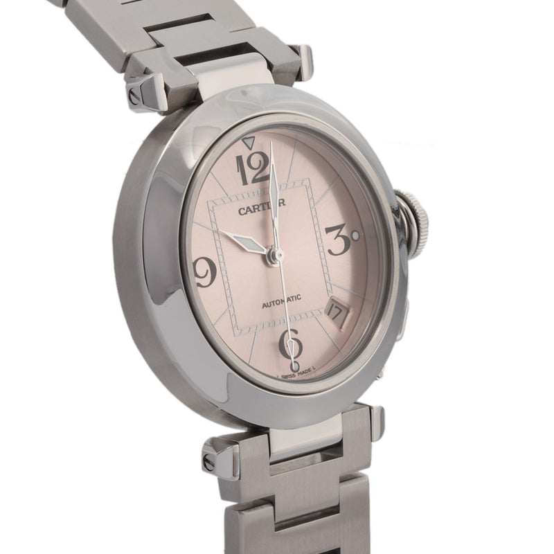 CARTIER カルティエ パシャC  W31075M7 ボーイズ SS 腕時計 自動巻き ピンク文字盤 Aランク 中古 銀蔵