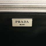 PRADA プラダ ガレリア ミディアムバッグ オフホワイト/黒 シルバー金具 1BA863 レディース サフィアーノ 2WAYバッグ ABランク 中古 銀蔵