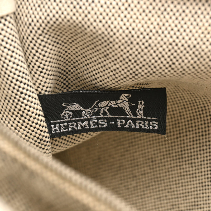 HERMES エルメス サックアーネ MM グレー/黒 パラジウム金具 - ユニセックス キャンバス レザー ハンドバッグ Bランク 中古 銀蔵