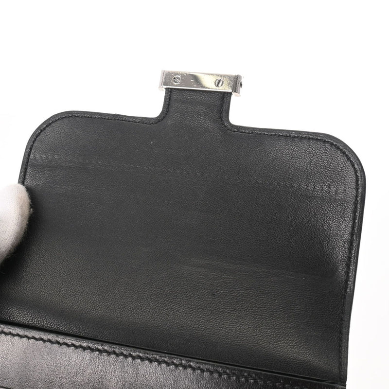 エルメス 三つ折り財布 クリック12 ブラック/シルバー金具